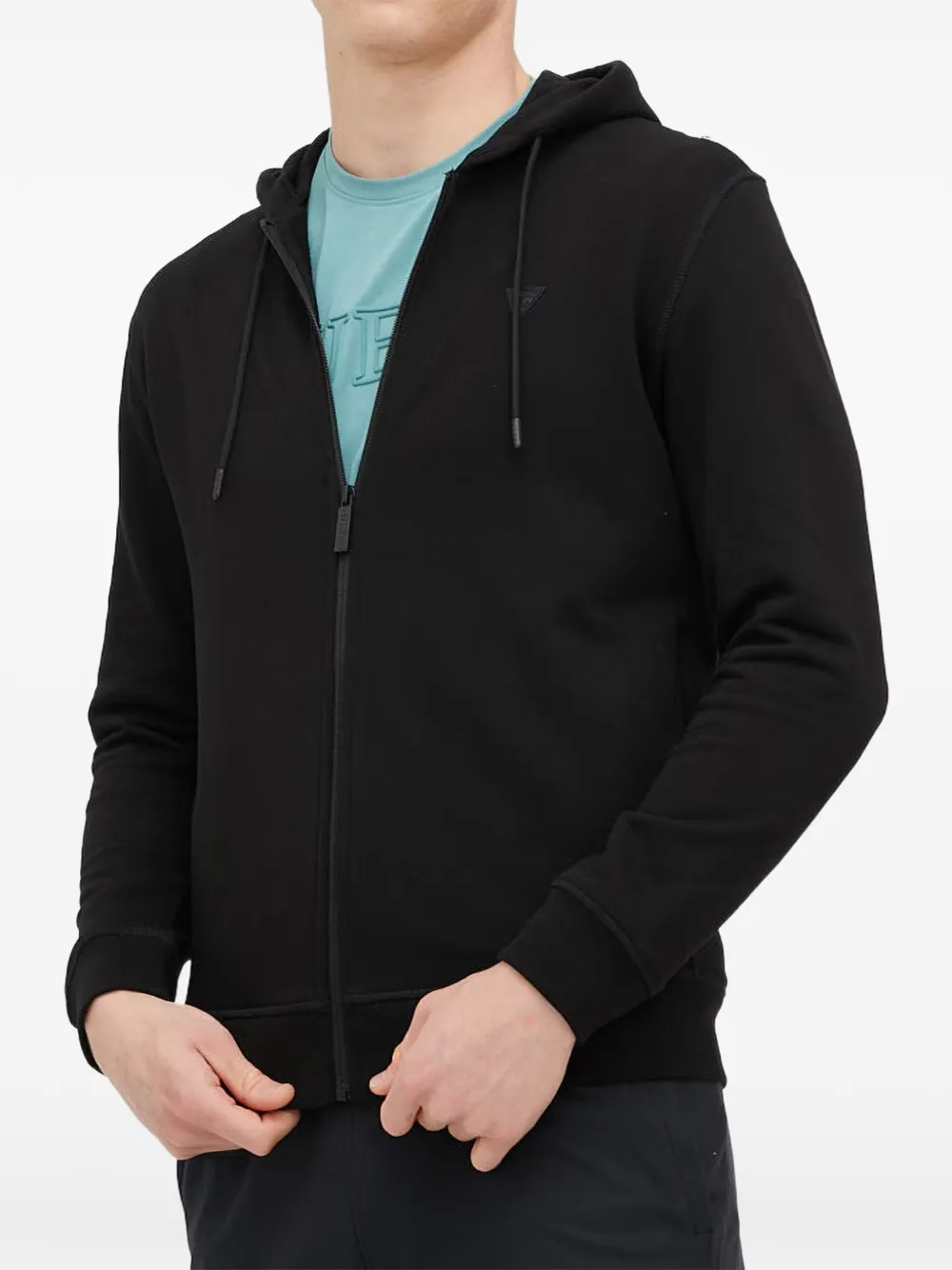 GUESS USA logo-patch zip-up hoodie Zwart