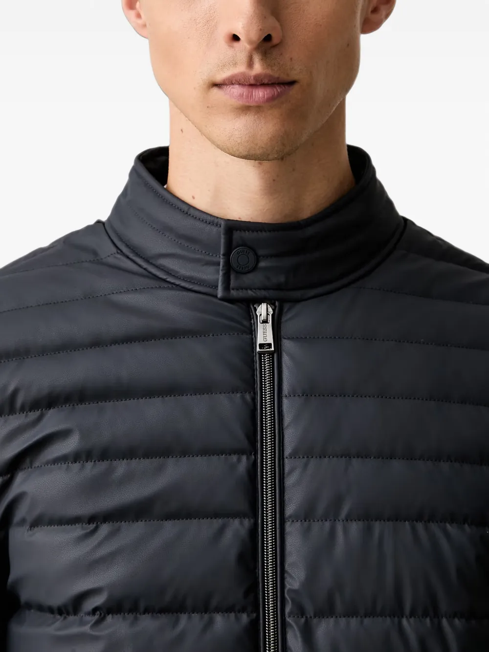 GUESS USA Gewatteerd jack met logopatch Blauw