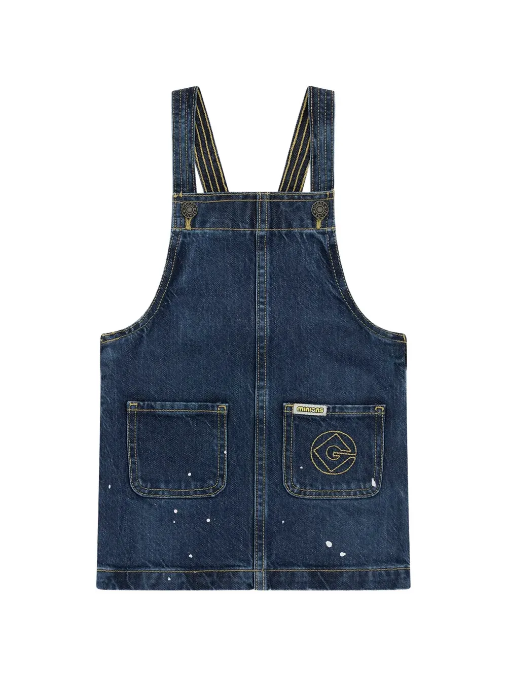 guess kids x Minions paint-splatter pinafore mini dress Blauw