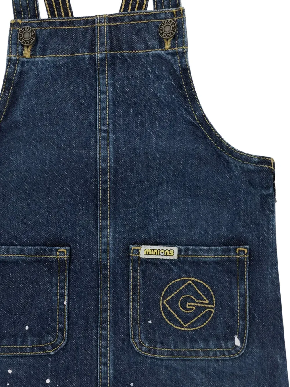 guess kids x Minions paint-splatter pinafore mini dress Blauw