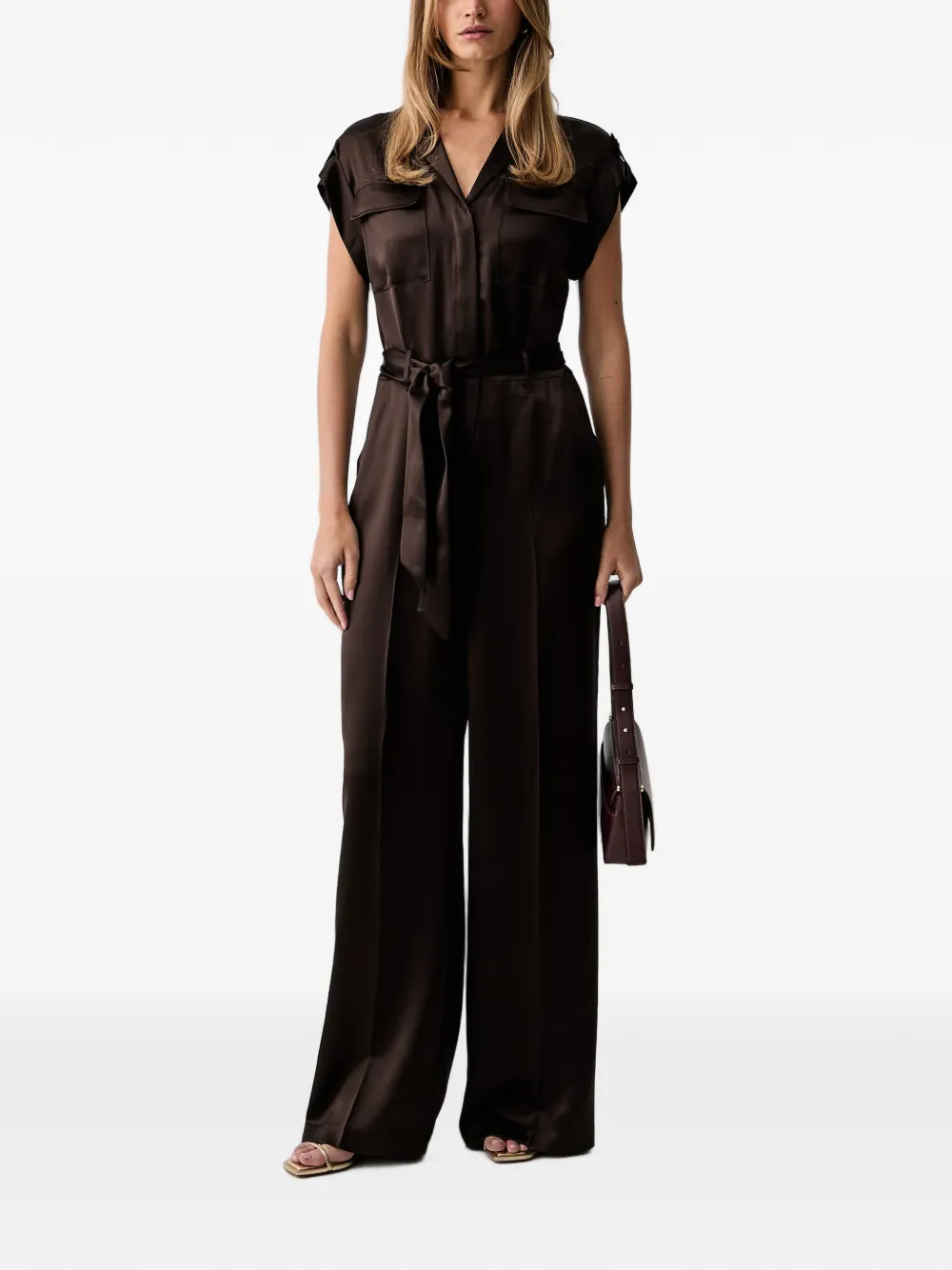 GUESS USA Jumpsuit met ceintuur en kapmouwen Bruin