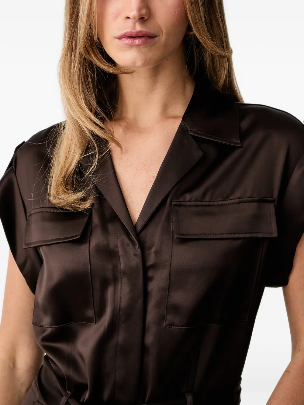 GUESS USA Jumpsuit met ceintuur en kapmouwen Bruin