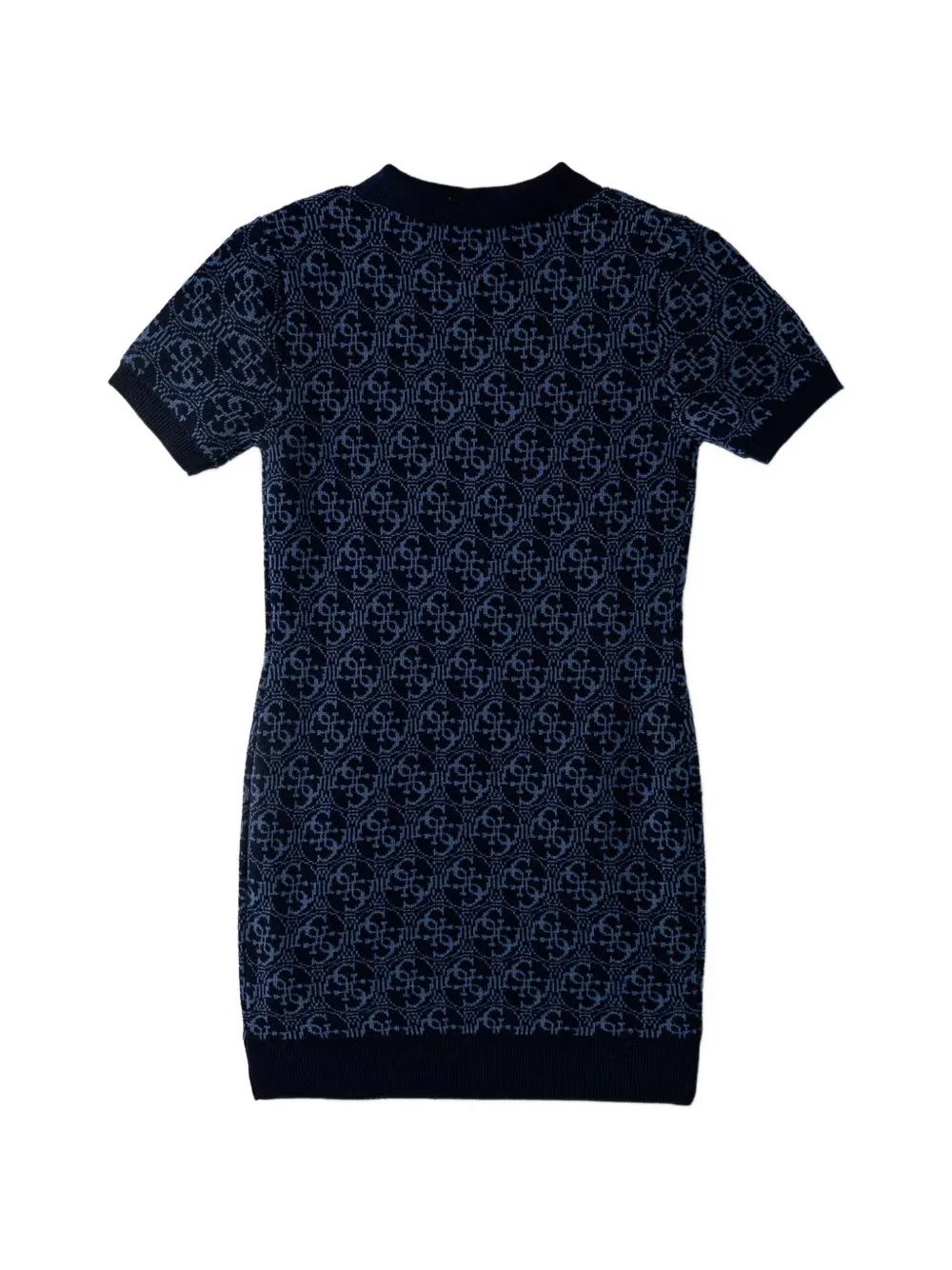 guess kids logo-jacquard polo mini dress Blauw