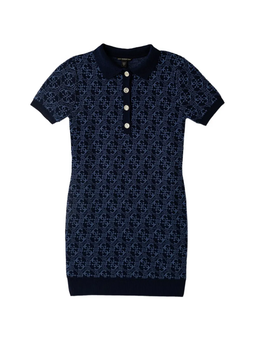 Guess kids logo-jacquard polo mini dress Blauw