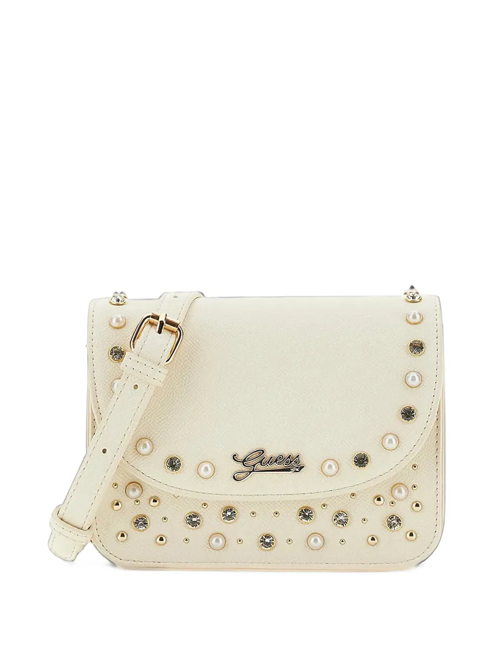 Guess kids crystal-embellished faux-pearl shoulder bag Beige