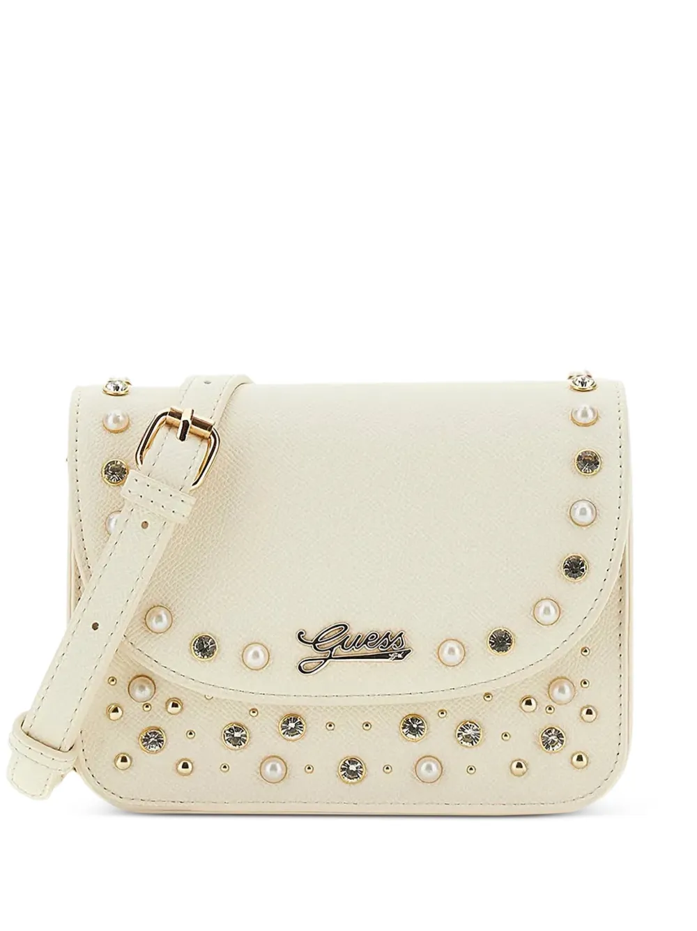 guess kids crystal-embellished faux-pearl shoulder bag - Toni neutri