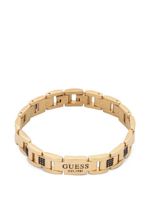 GUESS USA crystal-embellished logo-plaque bracelet