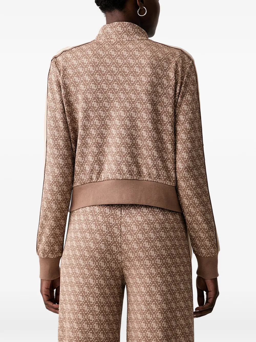 GUESS USA 4G sweater met monogram-print en rits Bruin