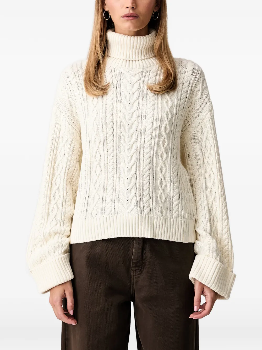 GUESS USA x North Sails cable-knit roll-neck sweater - Toni neutri