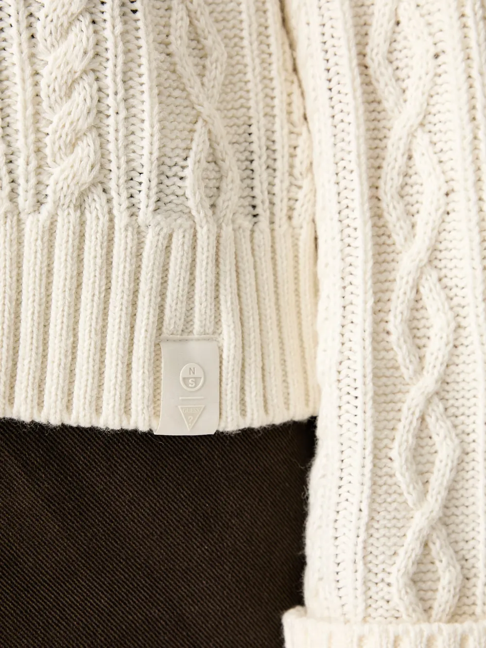 GUESS USA x North Sails kabelgebreide coltrui Beige