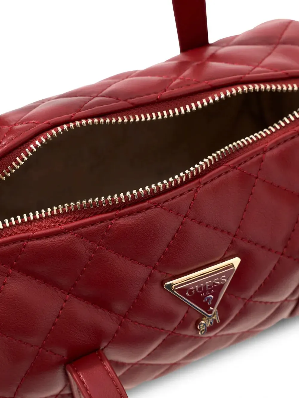 guess kids quilted logo-plaque bowling bag Rood