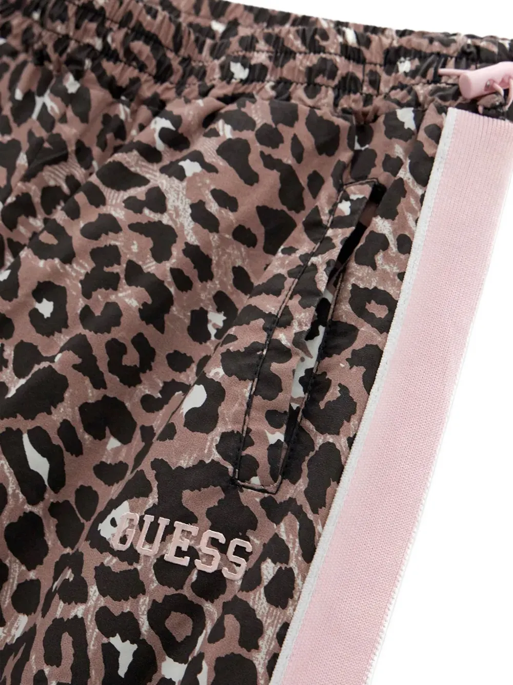 guess kids leopard-print side-stripe trousers Beige