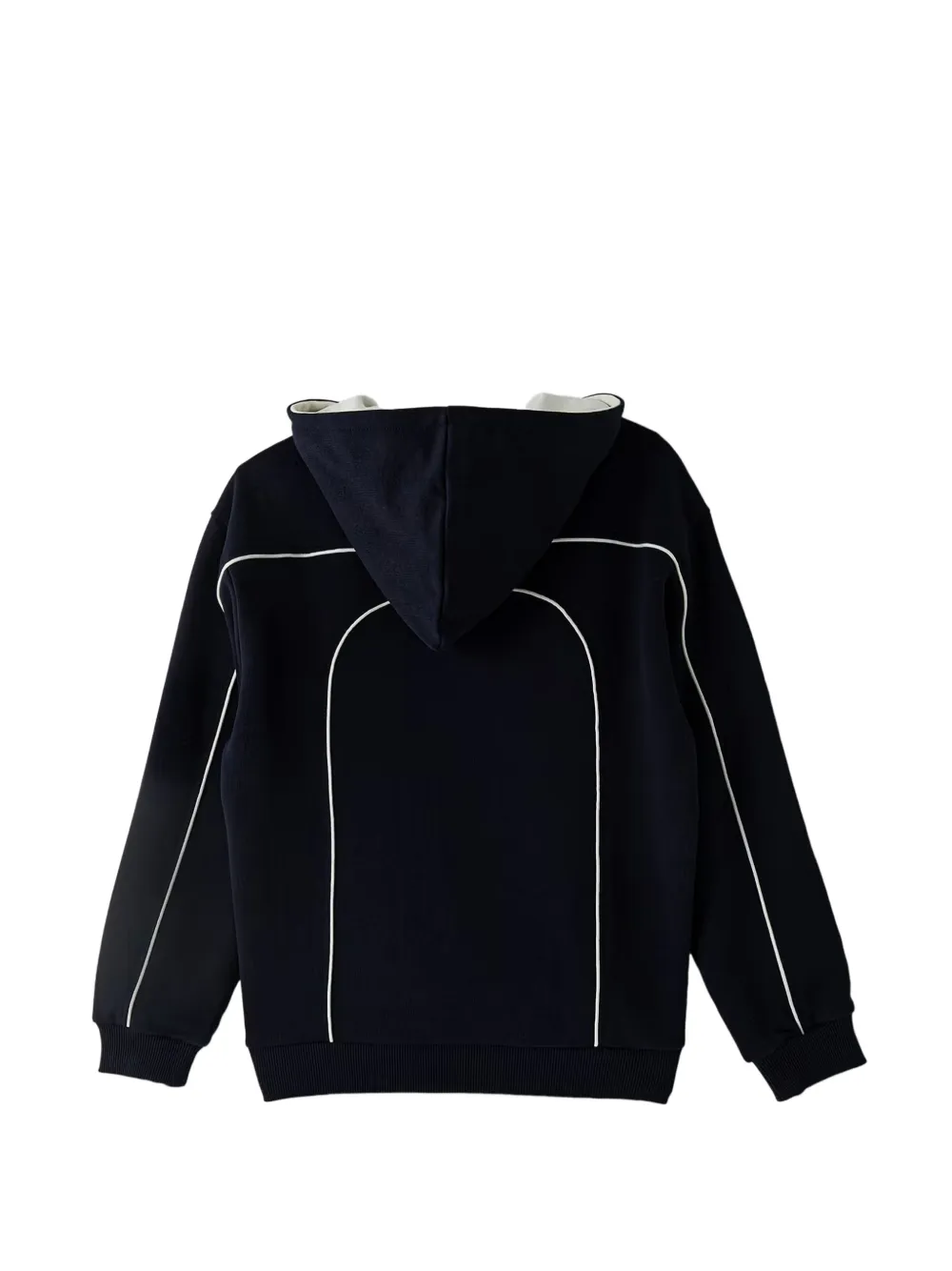 guess kids piping-detail logo-embroidered hoodie Blauw