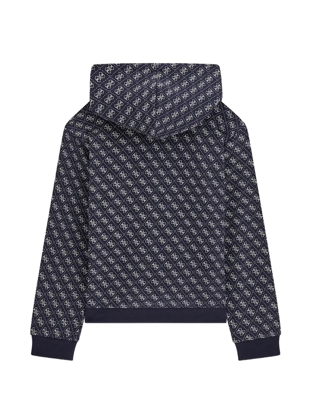 guess kids monogram-print logo-embroidered hoodie Blauw