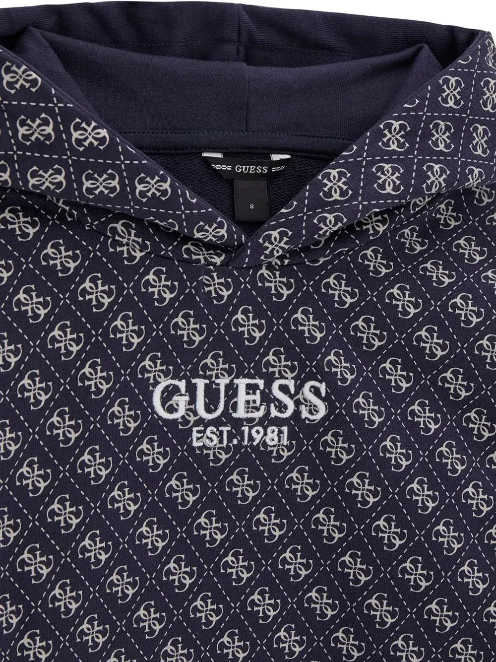 guess kids monogram-print logo-embroidered hoodie Blauw