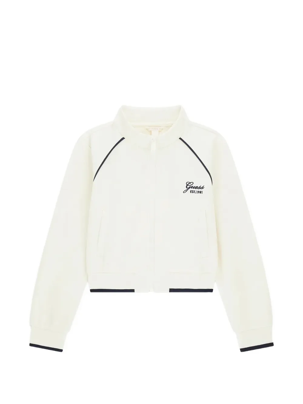 guess kids logo-embroidered zip-up sweater - Toni neutri