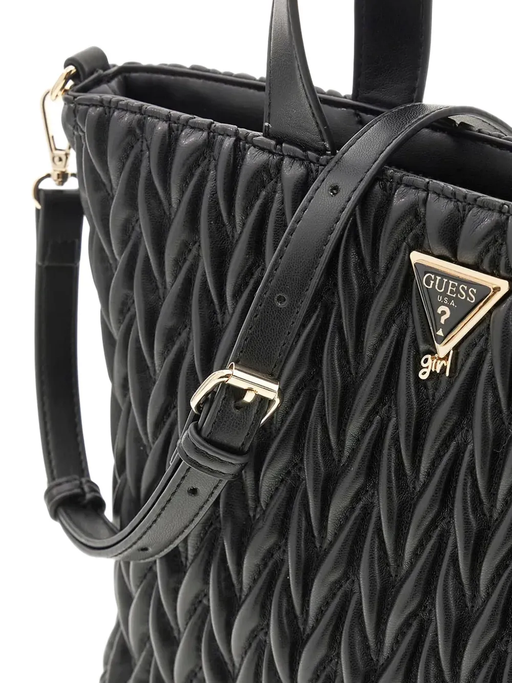 guess kids quilted logo-plaque tote bag Zwart