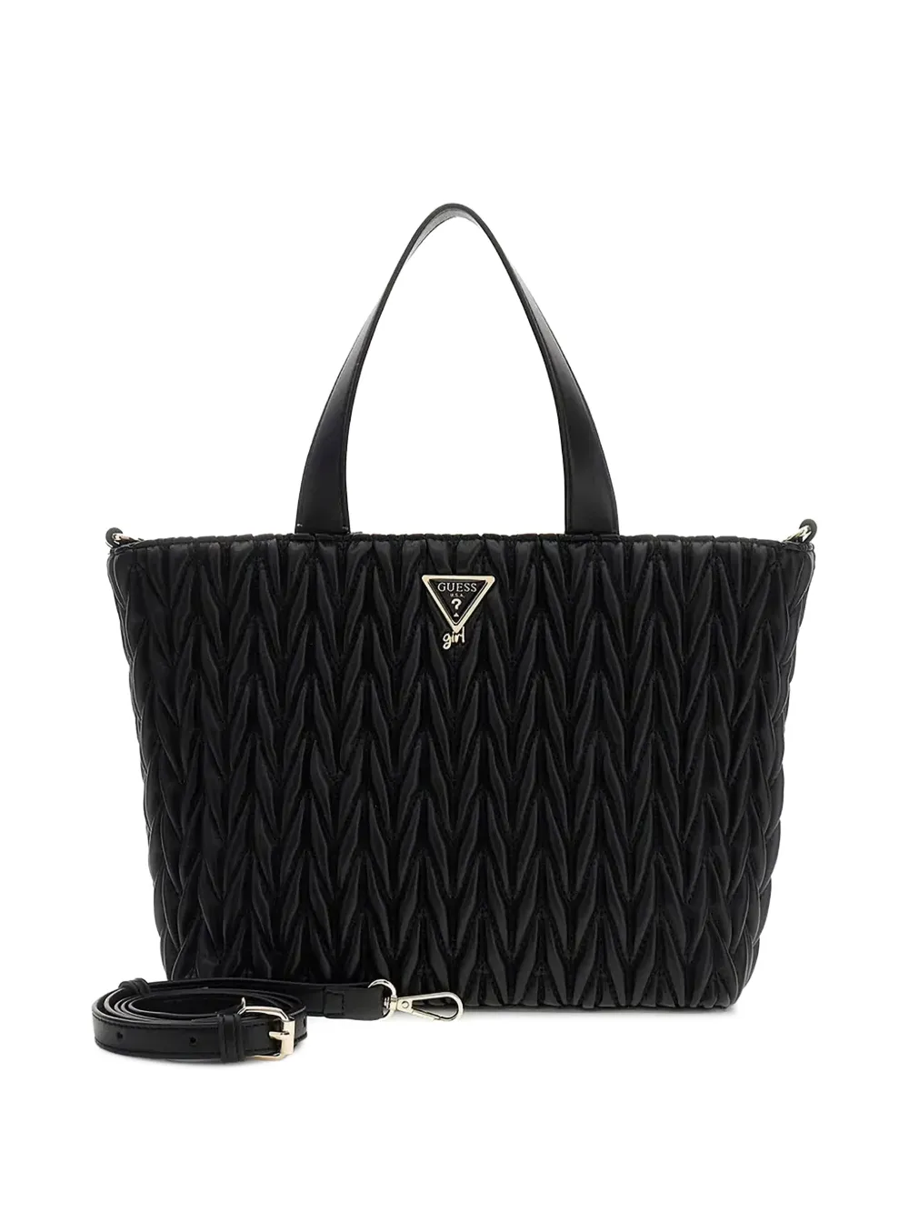 guess kids quilted logo-plaque tote bag Zwart