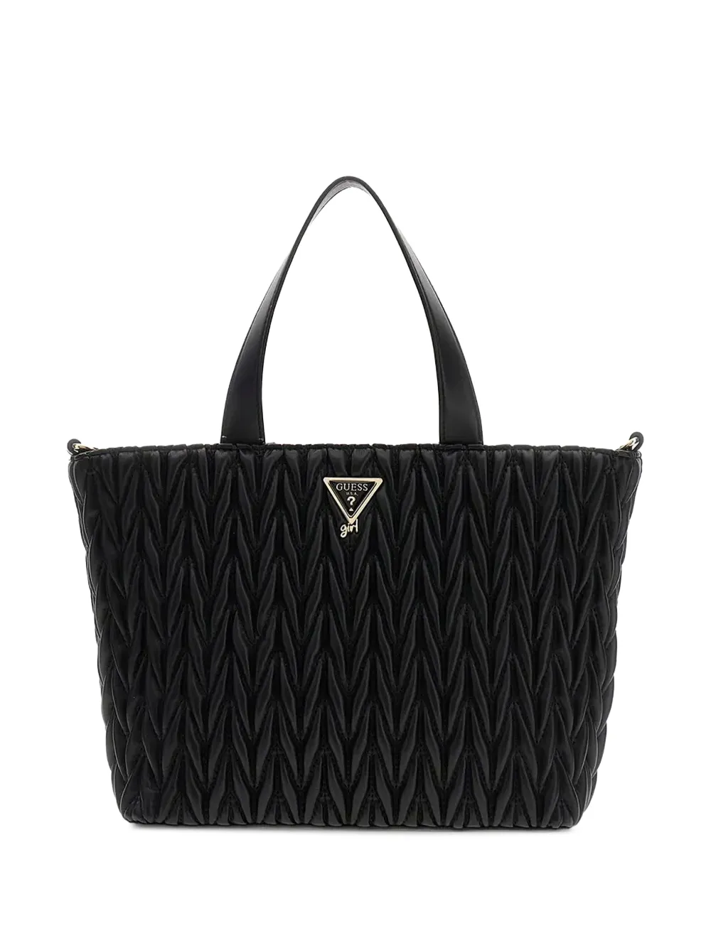 Guess kids quilted logo-plaque tote bag Zwart