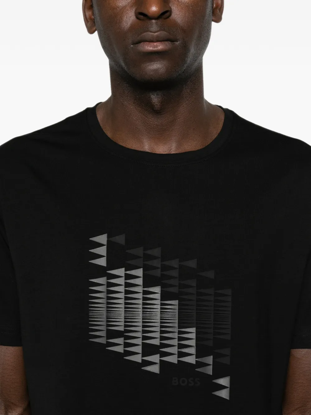 BOSS T-shirt met geometrische print Zwart
