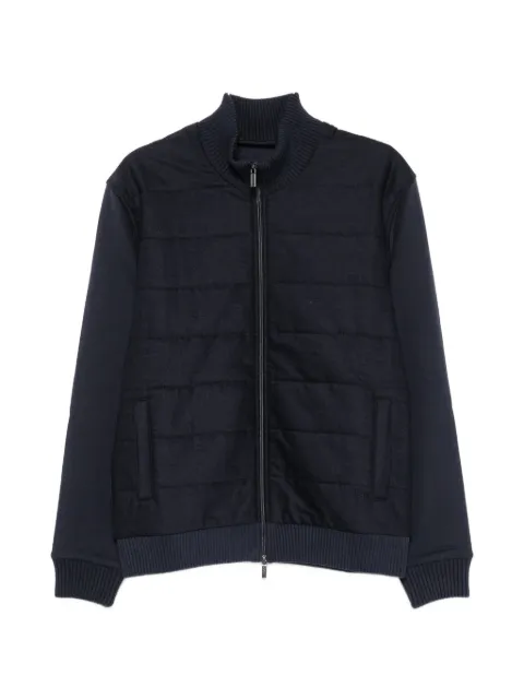 Fay quilted-panel zip-up sweater