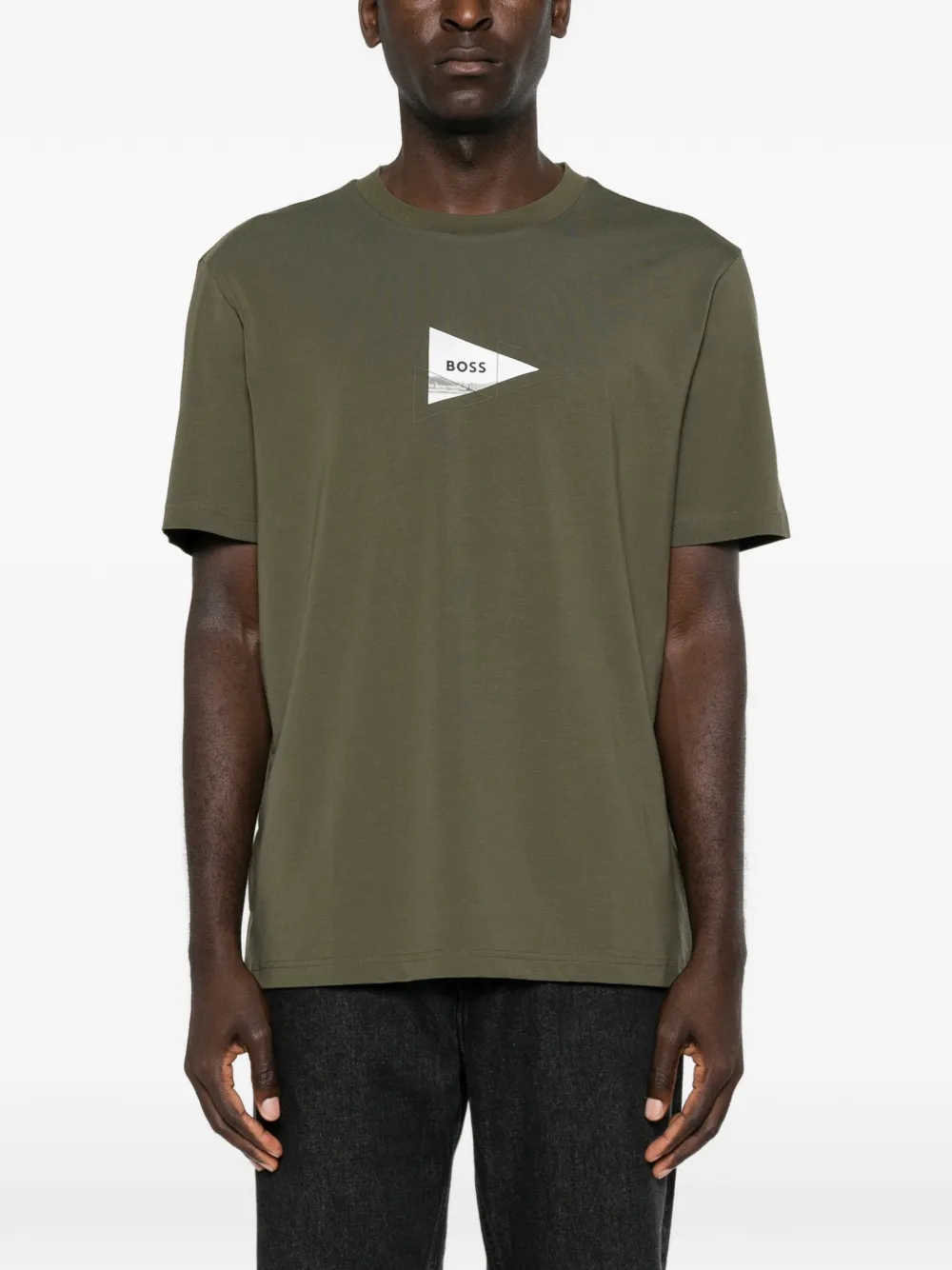 BOSS T-shirt met grafische print Groen
