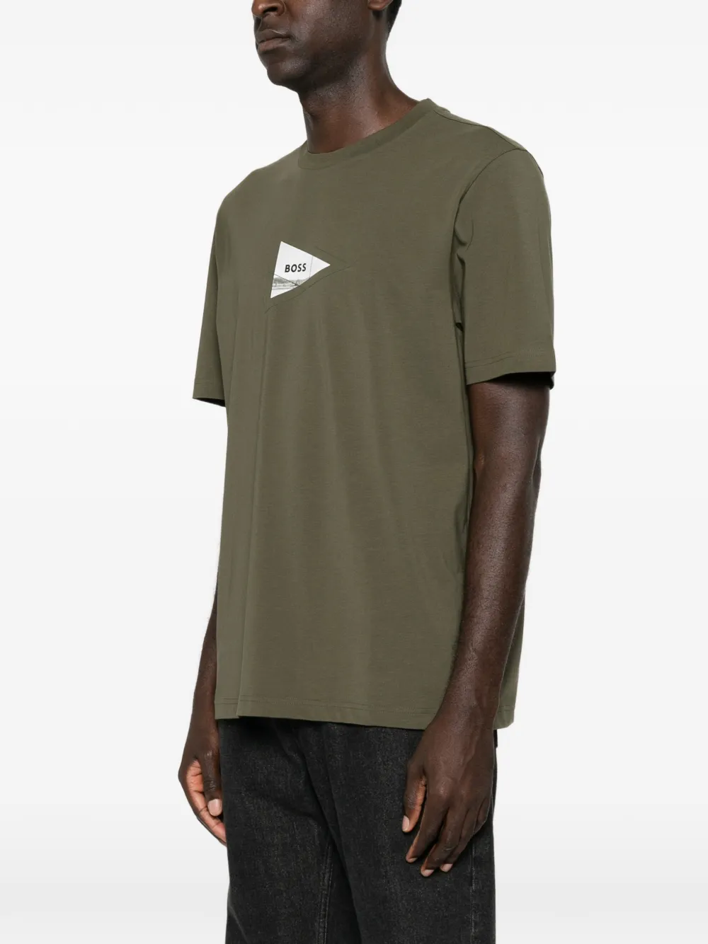 BOSS T-shirt met grafische print Groen