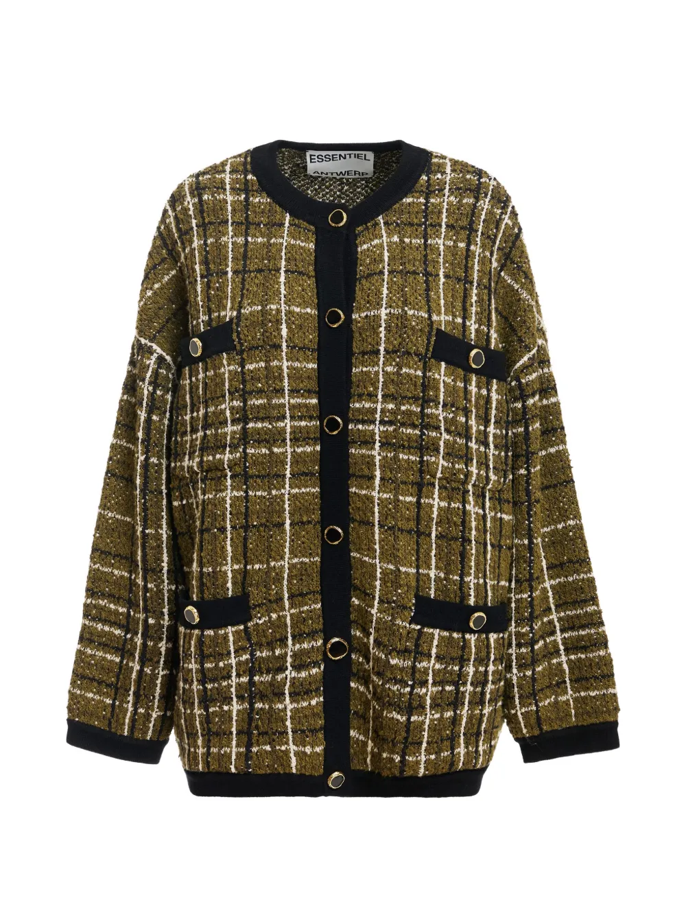 Essentiel Antwerp Kannel checked-knit cardigan