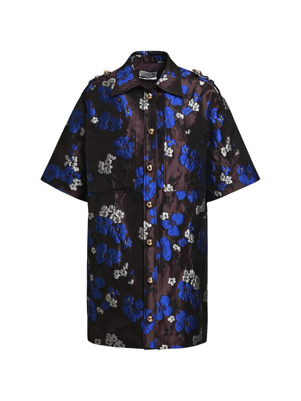 Essentiel Antwerp Chemisier corto a fiori jacquard - Marrone
