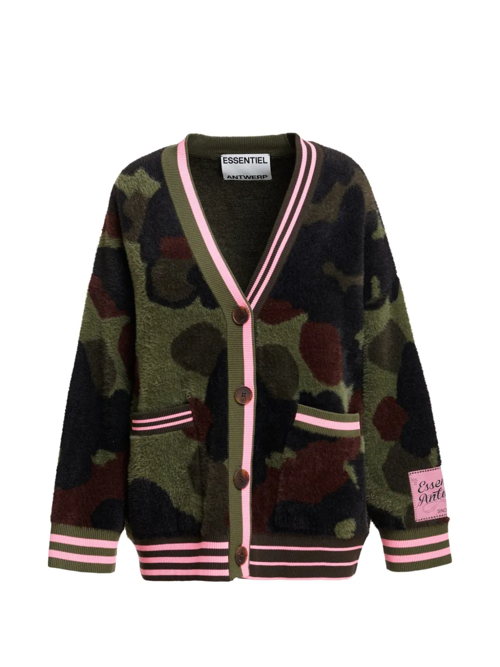 Essentiel Antwerp Cardigan Kamoo con stampa camouflage jacquard - Verde