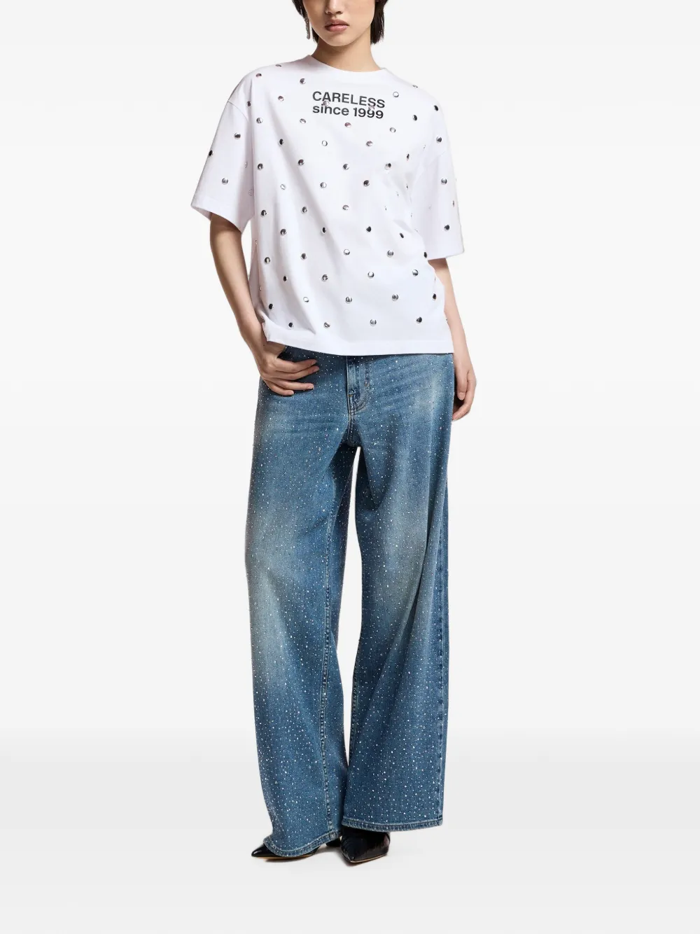 Essentiel Antwerp Kourse T-shirt verfraaid met studs Wit