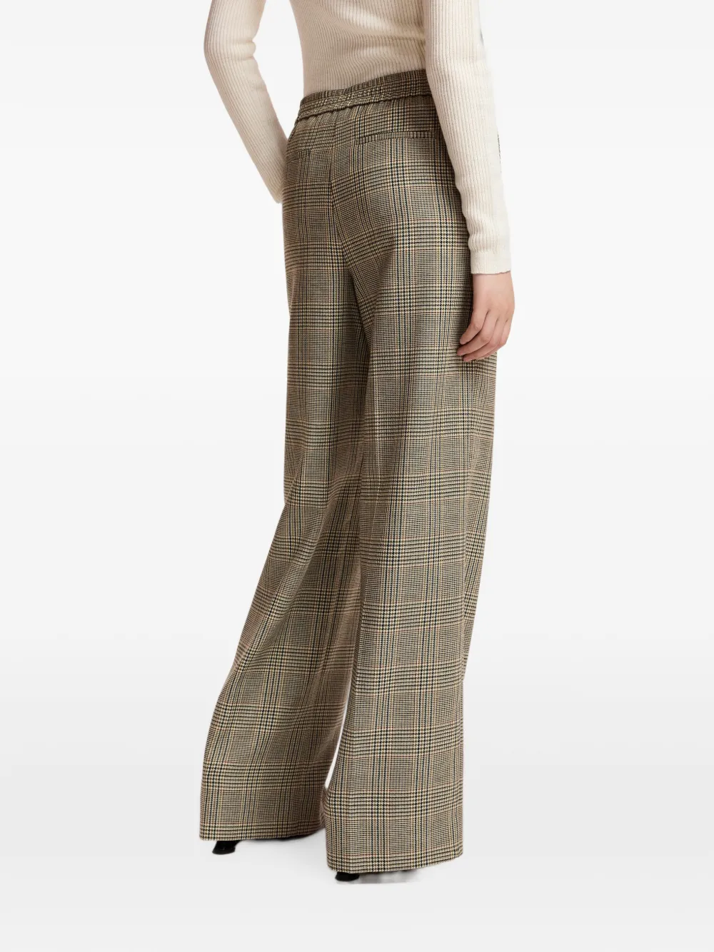 Essentiel Antwerp Kelline1 geruite broek met wijde pijpen Beige
