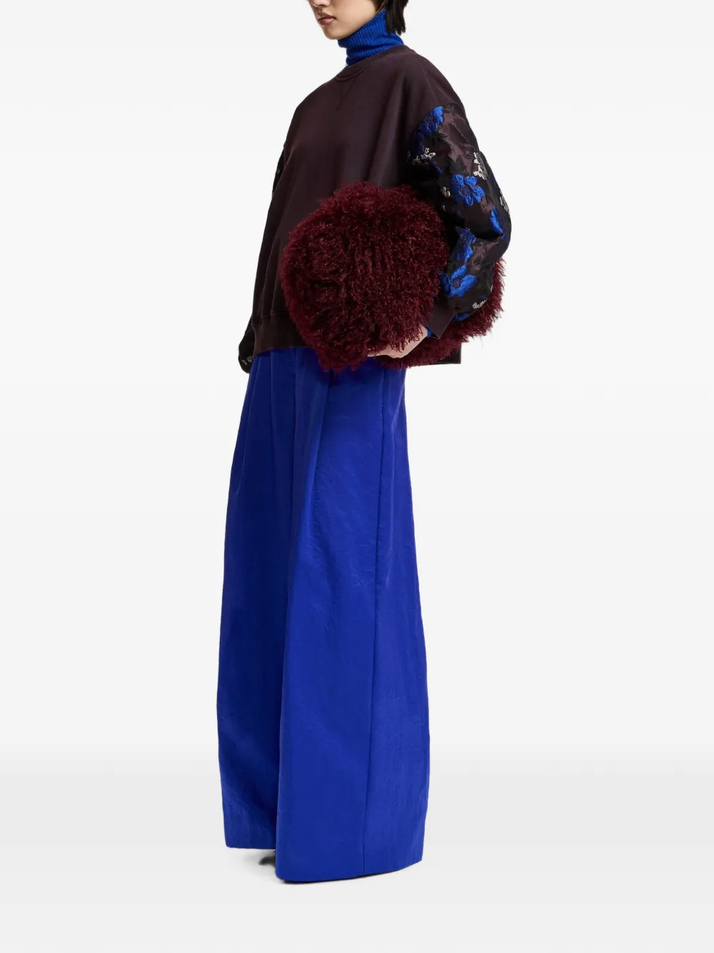 Essentiel Antwerp Kueer sweater met bloemen-jacquard mouwen Paars