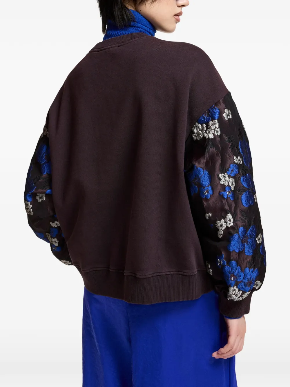 Essentiel Antwerp Kueer sweater met bloemen-jacquard mouwen Paars