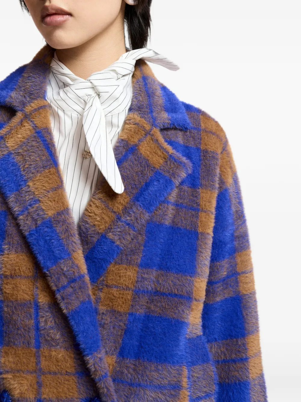 Essentiel Antwerp Karreau geruit vest met dubbele rij knopen Blauw