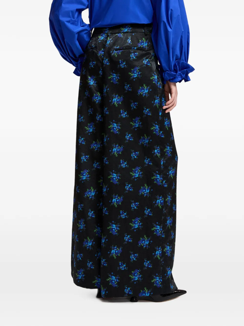 Essentiel Antwerp Karmen palazzo broek met bloemenprint Zwart