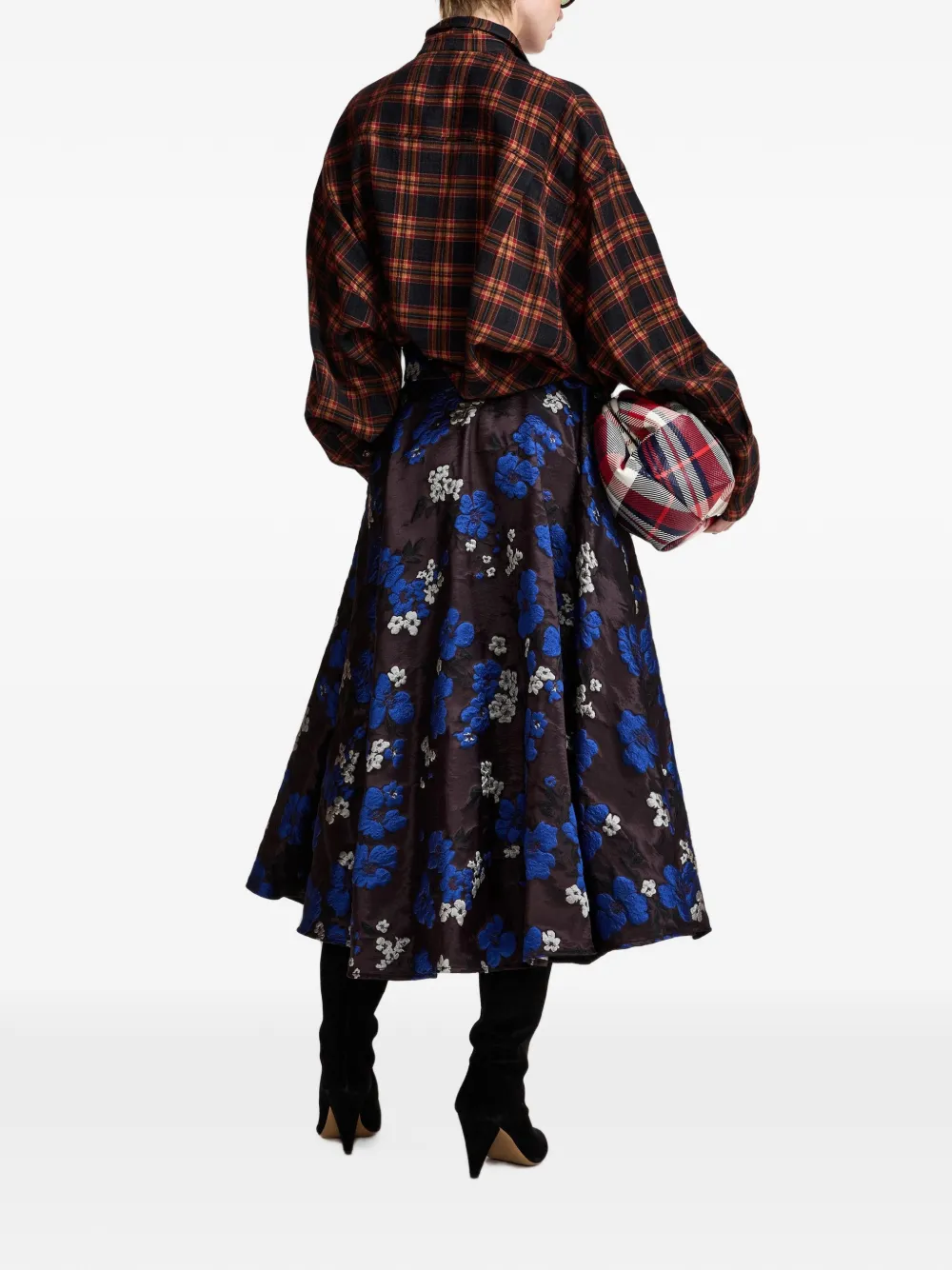 Essentiel Antwerp Kathyanne midi-rok met bloemen-jacquard Bruin