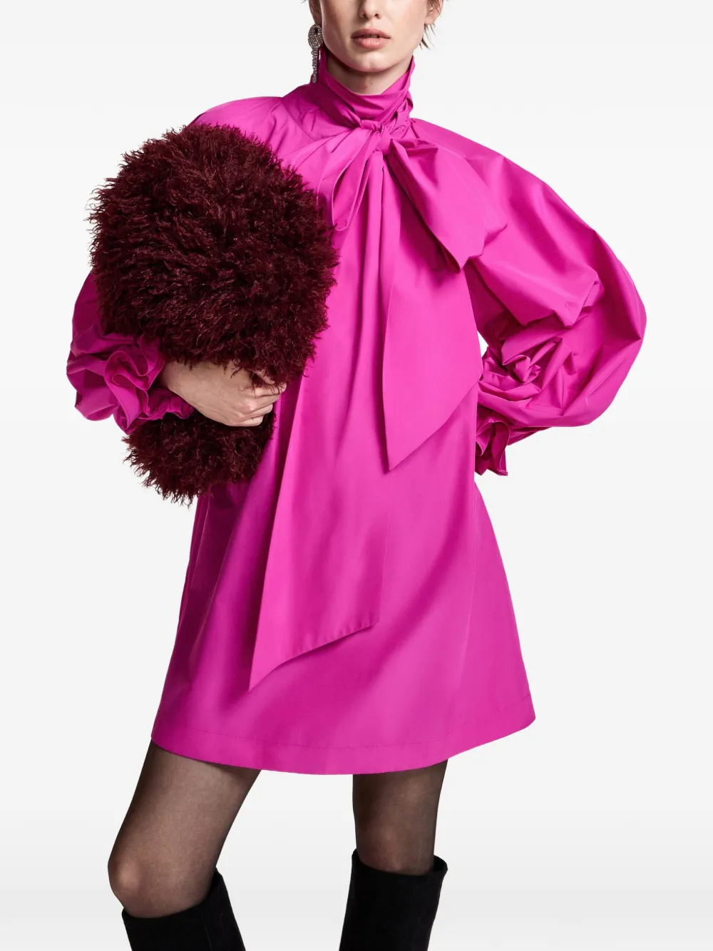 Essentiel Antwerp Khai mini-jurk met A-lijn en strik Roze