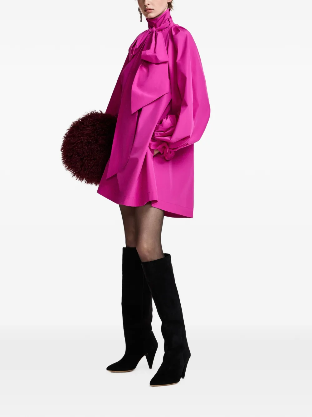 Essentiel Antwerp Khai mini-jurk met A-lijn en strik Roze