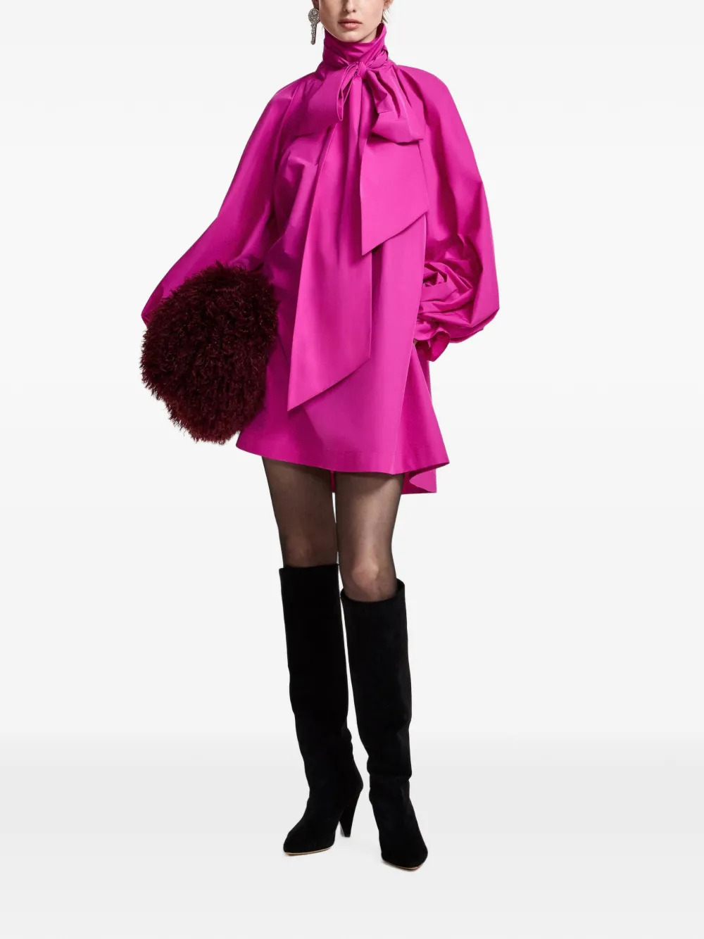 Essentiel Antwerp Khai mini-jurk met A-lijn en strik Roze