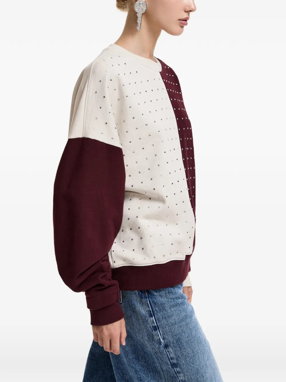 Essentiel Antwerp Sweater met colourblocking en verfraaid met stras Beige