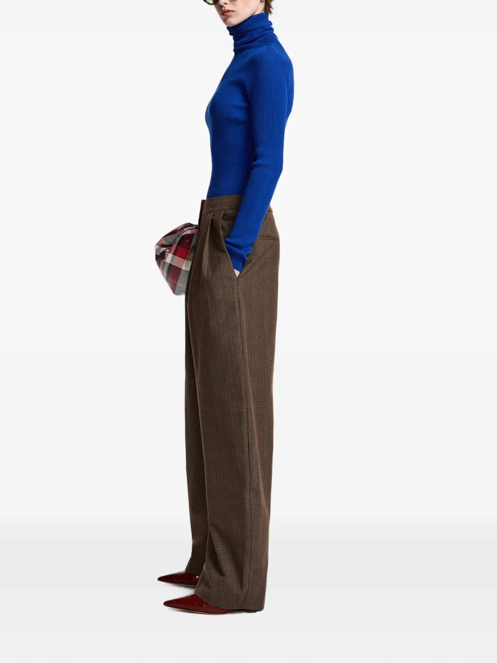 Essentiel Antwerp Ribgebreid T-shirt met col Blauw