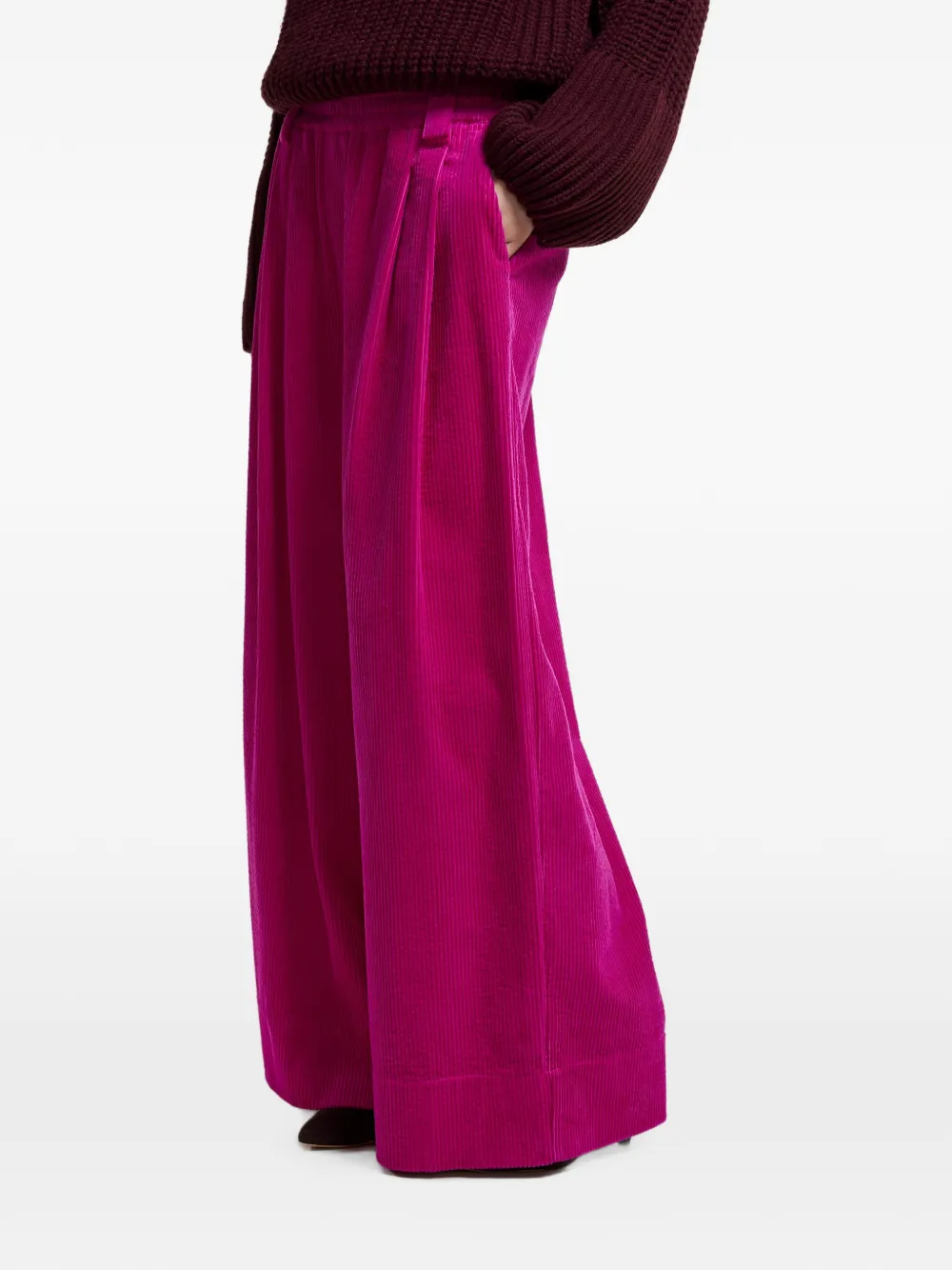 Essentiel Antwerp Ribfluwelen plooibroek Roze