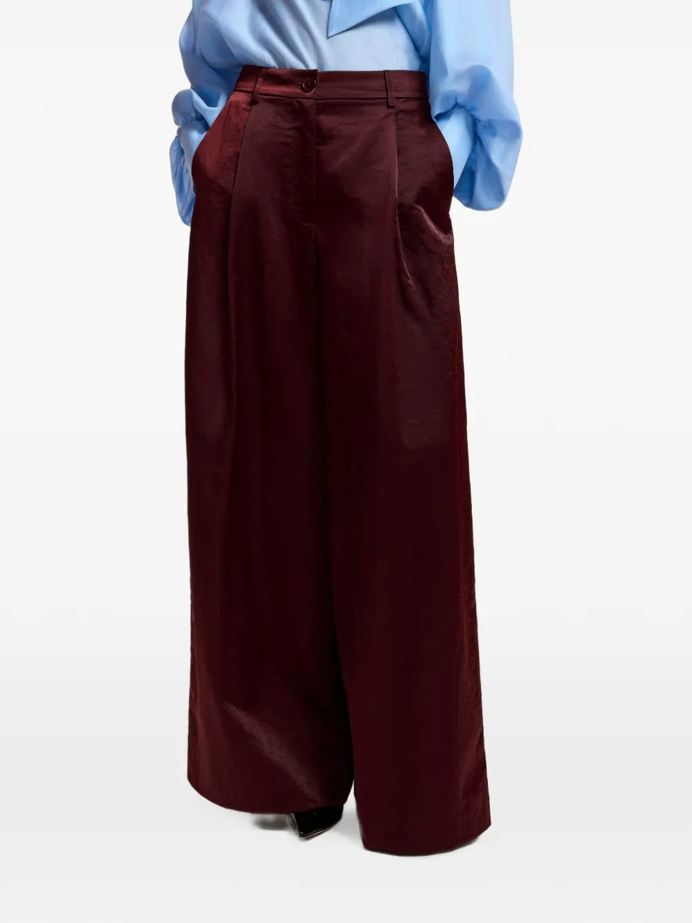 Essentiel Antwerp Karmen broek met wijde pijpen Rood