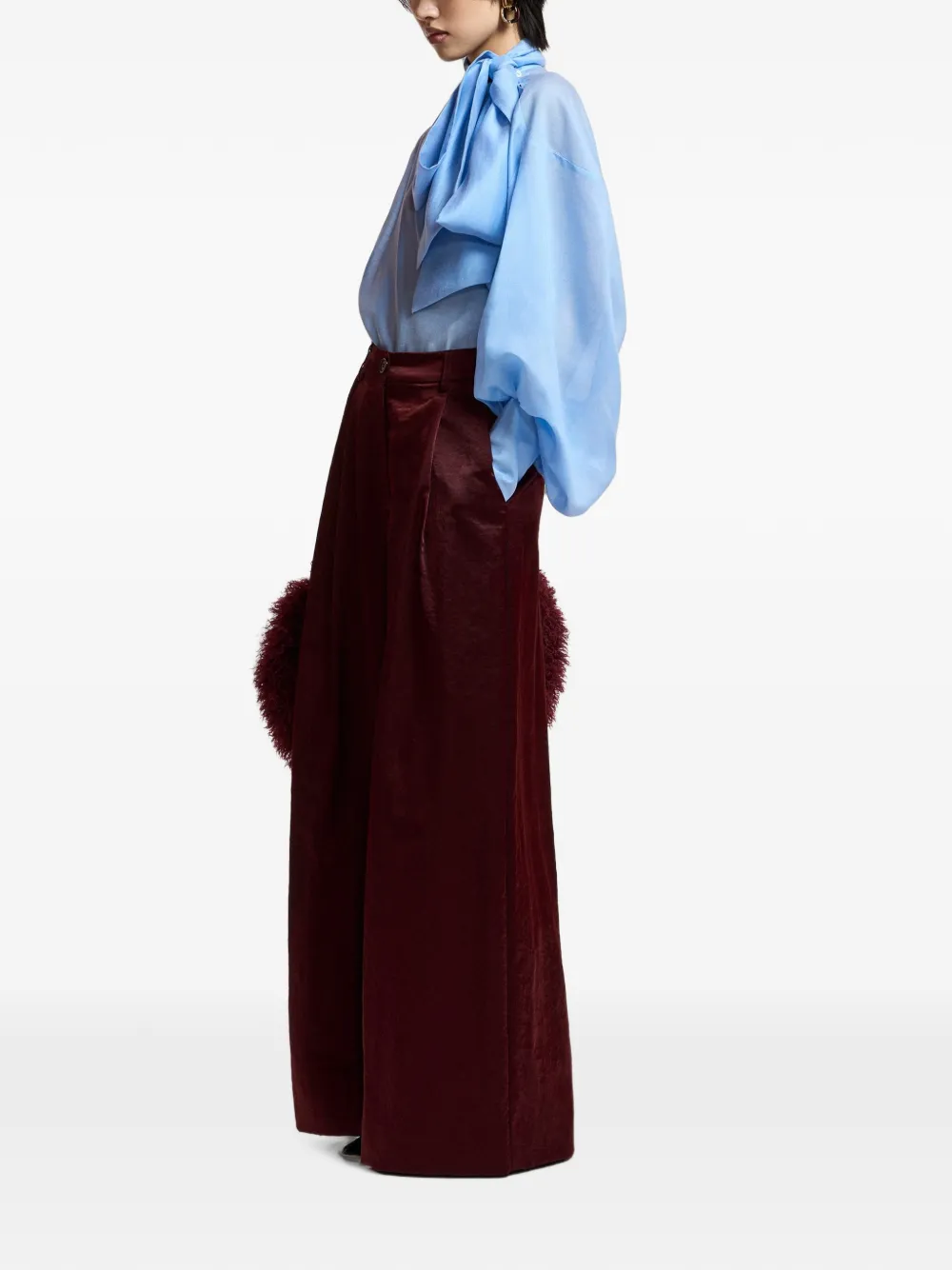 Essentiel Antwerp Karmen broek met wijde pijpen Rood