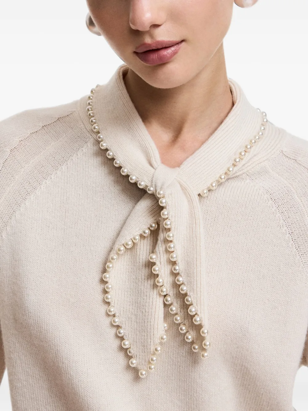 Essentiel Antwerp Gestrikte trui verfraaid met parels Beige