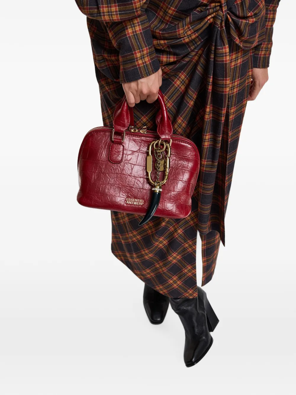Essentiel Antwerp Kamilla mini-tas met krokodillen-reliëf Rood
