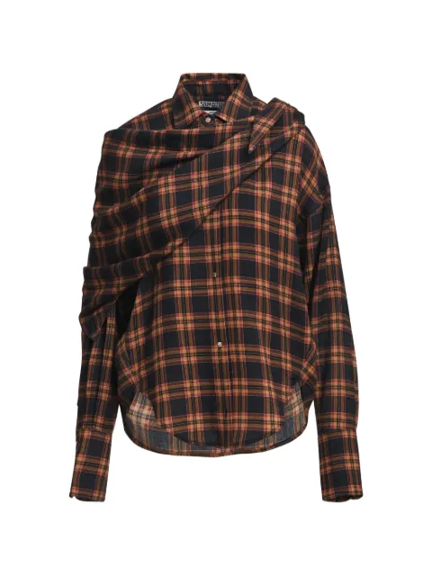 Essentiel Antwerp camisa a cuadros con detalle de pañuelo