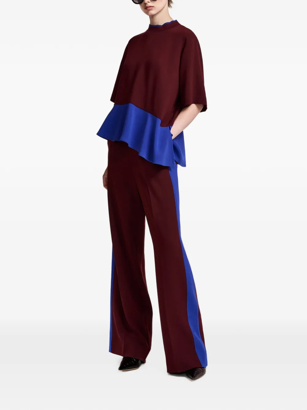 Essentiel Antwerp Asymmetrische top met colourblocking Rood