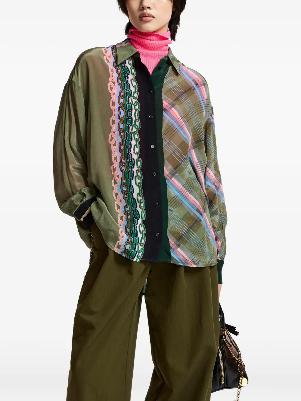 Essentiel Antwerp King oversized blouse met patchwork print Groen